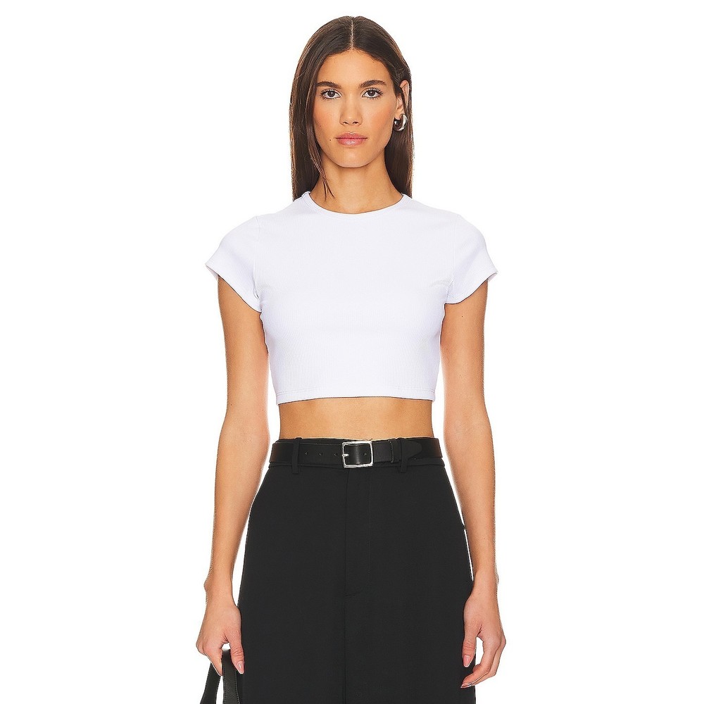 New Susana Monaco Ribbed Crop Tee in Sugar